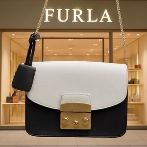 Furla Black and White Crossbody Bag